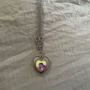 Long sliver heart necklace